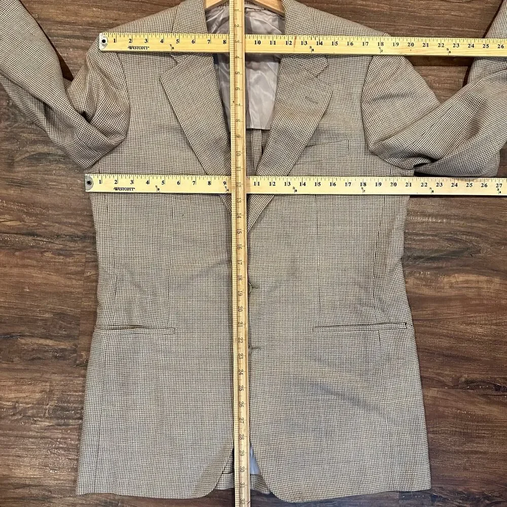 Hickey Freeman Woolf Brothers Wool Blazer Jacket SportCoat Tan Plaid 42L 42 Long